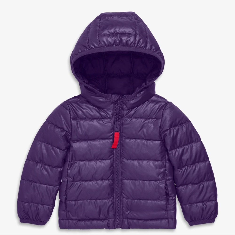 Primary Purple Kids Hooded Puffer Jacket